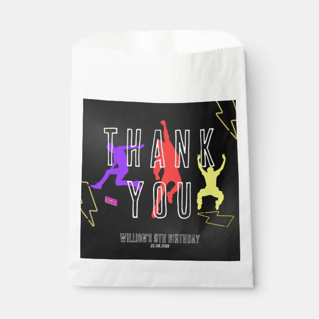 Neon Let's Jump Kids Birthday Party Thank You Favour Bag (Front)
