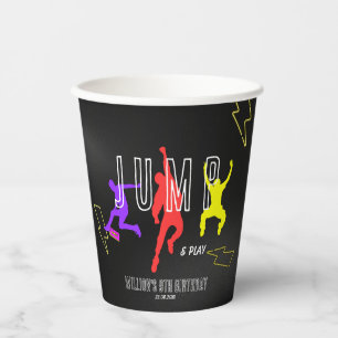Neon Let's Jump Kids Colourful Birthday Party Paper Cups