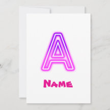 Neon Letter A Monogram Glowing Purple Pink Initial