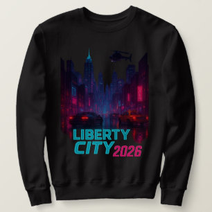 Neon Liberty 2026 Cyberpunk City   Futuristic Stre Sweatshirt