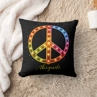 Neon Lighst Peace Sign Unisex Cushion