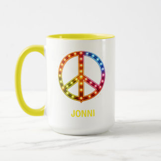 Neon Lighst Peace Sign Unisex Mug