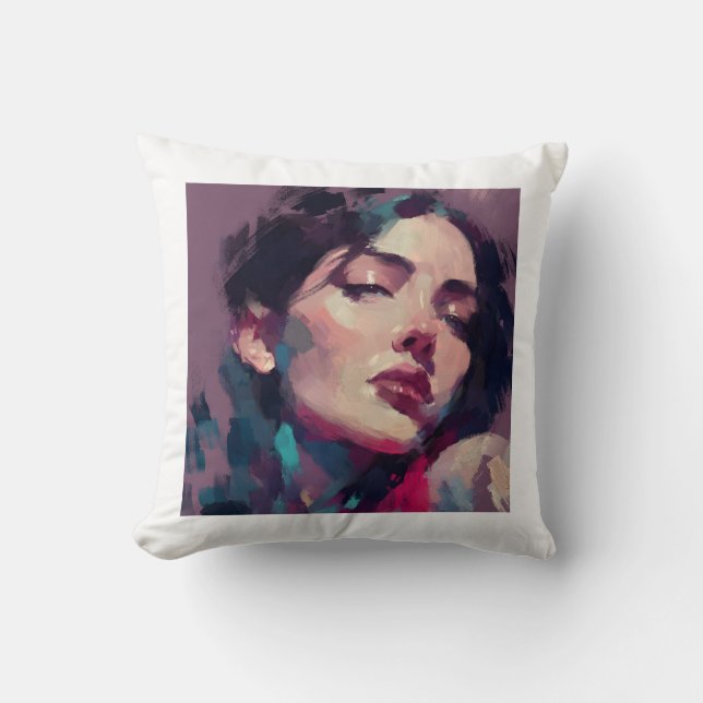 Neon Light Abstract Portrait Cushion (Front)