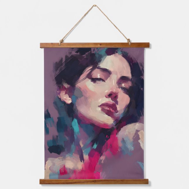 Neon Light Abstract Portrait Hanging Tapestry (Front)