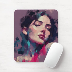 Neon Light Abstract Portrait Mouse Pad