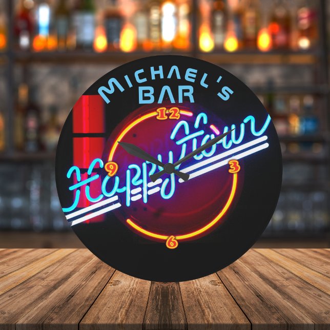 Neon Light BAR Personalised SIGN Man Cave Large Clock (Creator Uploaded)