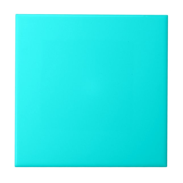 Neon light blue 00ffff ceramic tile (Front)