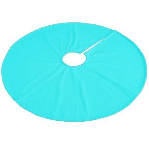 Neon light blue 00ffff  fleece tree skirt