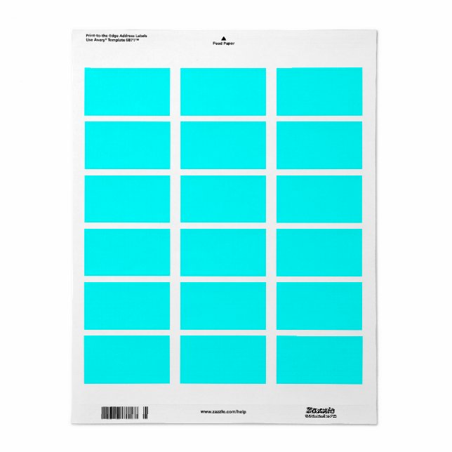Neon light blue 00ffff  label (Full Sheet)