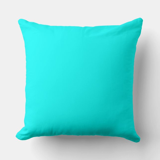 Neon light blue hex code 00ffff cushion (Front)