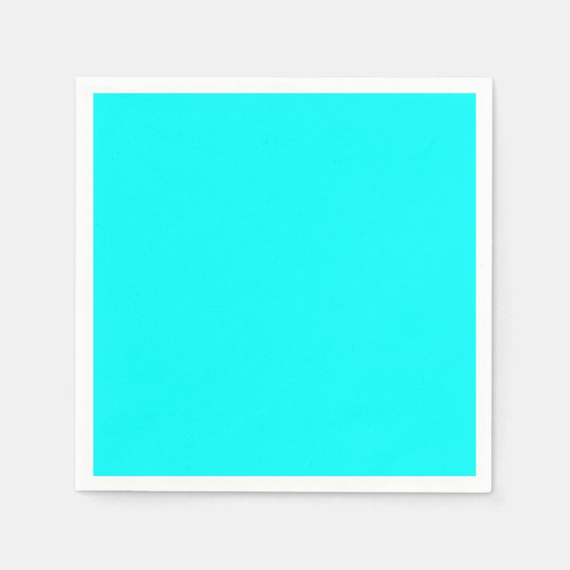 Neon light blue hex code 00ffff napkin (Front)