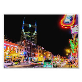 Neon Light Broadway In Nashville Tennessee - Print