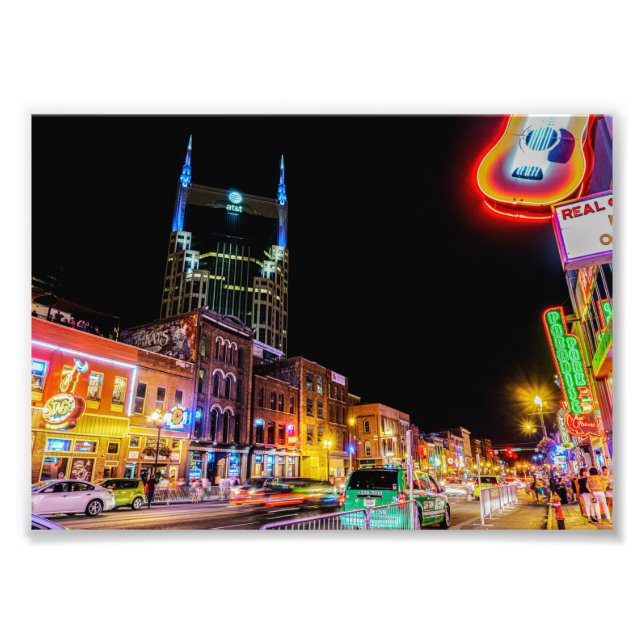 Neon Light Broadway In Nashville Tennessee - Print (Front)
