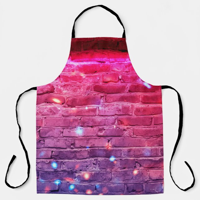 Neon light: empty brick wall. apron (Front)