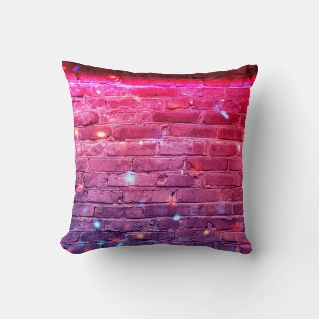 Neon light: empty brick wall. cushion (Front)