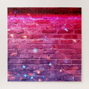 Neon light: empty brick wall. jigsaw puzzle