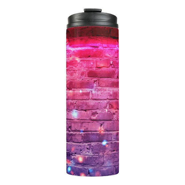 Neon light: empty brick wall. thermal tumbler (Front)