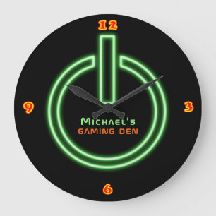 Neon Light GAMING DEN Personalised Power Sign Large Clock