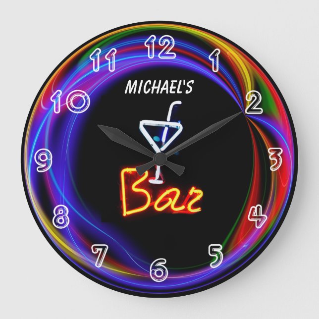 Neon Light Private Home Personalised Bar Clock (Front)