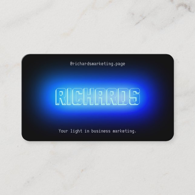 Neon light sign style cover blue business card (Front)