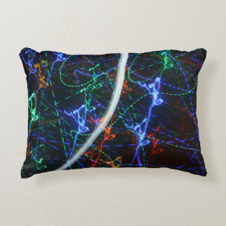 Neon Light Trails Abstract Photography. Cyberpunk Decorative Cushion