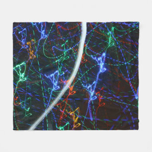 Neon Light Trails Abstract Photography. Cyberpunk  Fleece Blanket