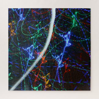 Neon Light Trails Abstract Photography. Cyberpunk Jigsaw Puzzle