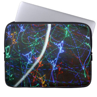 Neon Light Trails Abstract Photography. Cyberpunk Laptop Sleeve