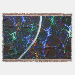 Neon Light Trails Abstract Photography. Cyberpunk  Throw Blanket