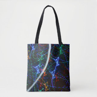 Neon Light Trails Abstract Photography. Cyberpunk Tote Bag