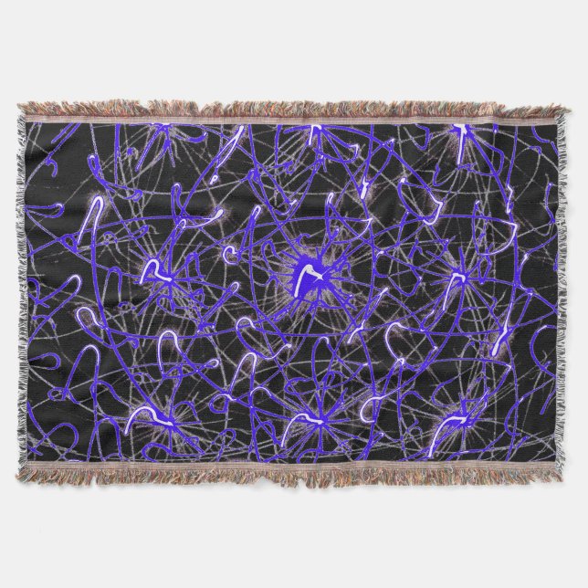 Neon Light Trails – Premium Woven Throw Blanket (Front)