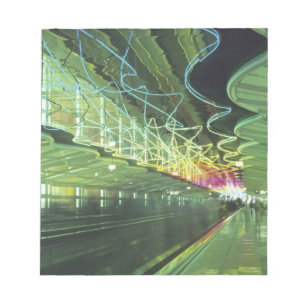 Neon lighting in corridor of the O'hare Airport, Notepad