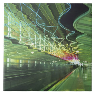 Neon lighting in corridor of the O'hare Airport, Tile