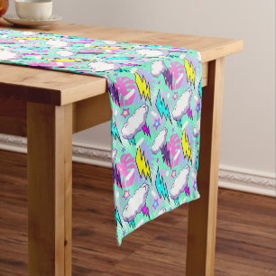 Neon Lightning Bolts & Stars Pattern Medium Table Runner
