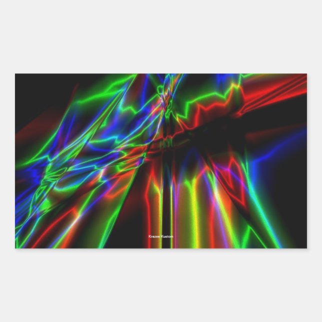 Neon Lightning Rectangular Sticker (Front)