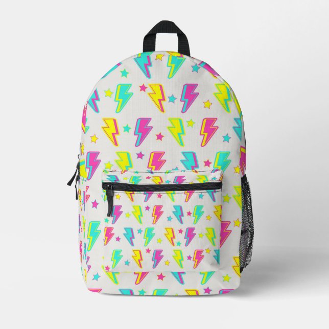 Neon Lightning Star Y2K Pattern Printed Backpack (Front)