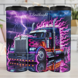 Neon Lightning Truck Storm Reflection Thermal Tumbler