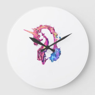 Neon Lightning Unicorn (1) Large Clock