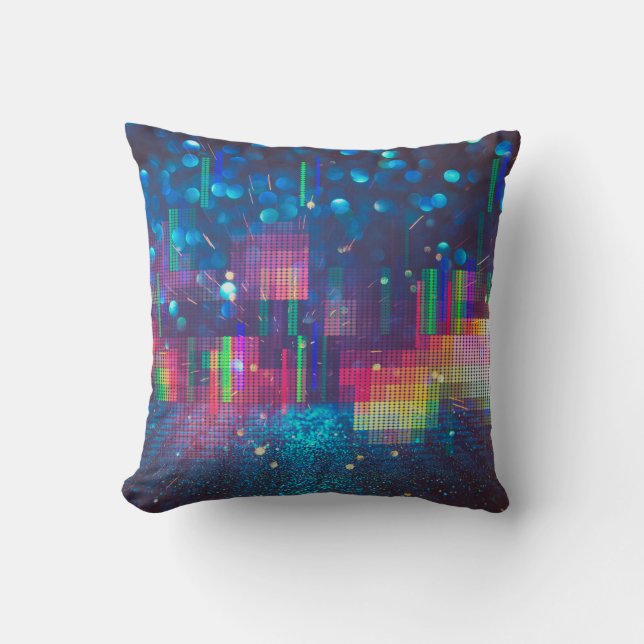 Neon lights and geometric seamless pattern cushion (Front)