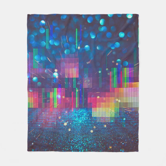 Neon lights and geometric seamless pattern fleece blanket (Front)