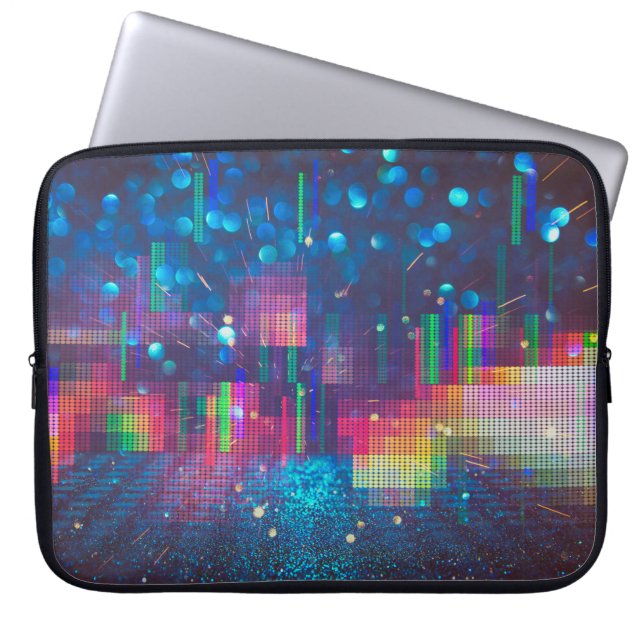 Neon lights and geometric seamless pattern laptop sleeve (Front)