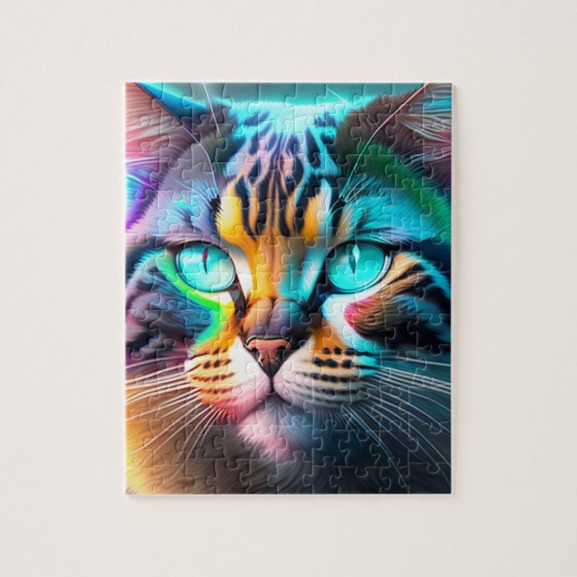 Neon Lights Big Cat Jigsaw Puzzle (Vertical)