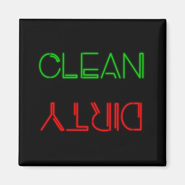 Neon Lights Clean or Dirty dishwasher Magnet (Front)