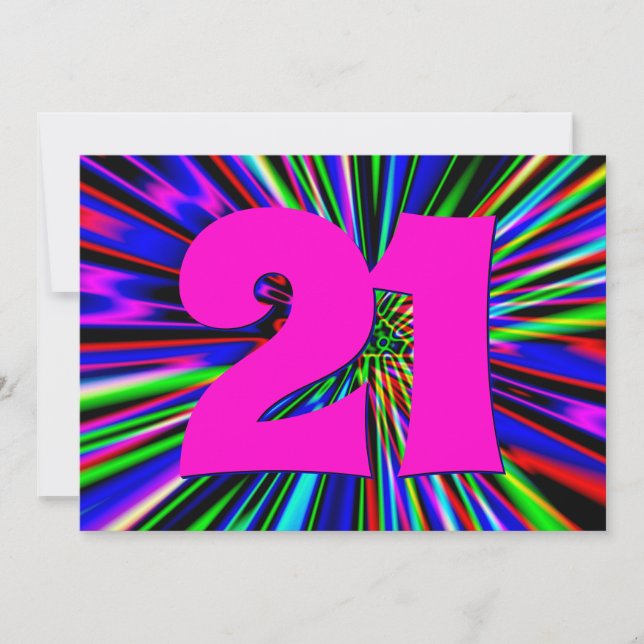 Neon Lights Club 21st Birthday Invitation (Front)