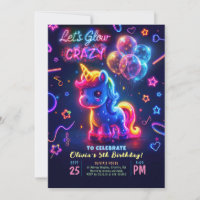 Neon Lights Glowing Fun Unicorn Birthday