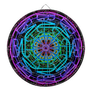 Neon Lights Mandala Design Dartboard