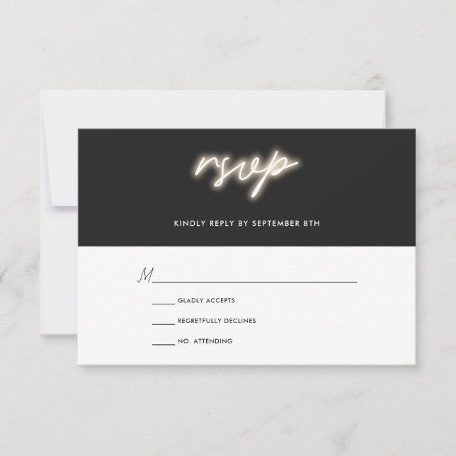Neon Lights | Modern Wedding RSVP Card (Front)
