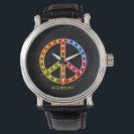 Neon Lights Peace Sign Unisex Watch<br><div class="desc">Neon lights peace sign. Unisex.</div>