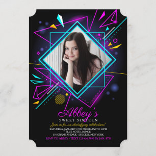 Neon Lights Photo Invitation