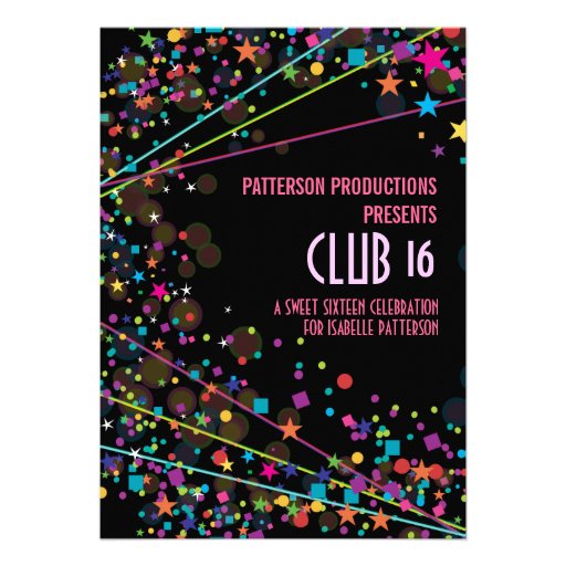 Neon Sweet 16 Invitations 6